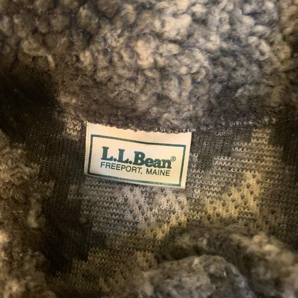 LL Bean Vintage Pullover Fleece-Gray Snowflake-Partial Button Close-XL - Picture 7 of 7